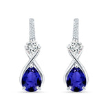 Pear Teardrop Twisted Infinity Stud Earring Cubic Zirconia 925 Sterling Silver