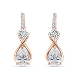 Pear Teardrop Twisted Infinity Stud Earring Cubic Zirconia 925 Sterling Silver