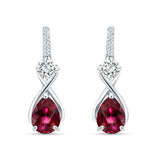 Pear Teardrop Twisted Infinity Stud Earring Cubic Zirconia 925 Sterling Silver