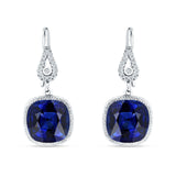 Cushion Drop Dangle Pear Fishhook Earring Cubic Zirconia 925 Sterling Silver