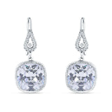 Cushion Drop Dangle Pear Fishhook Earring Cubic Zirconia 925 Sterling Silver