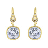 Cushion Drop Dangle Pear Fishhook Earring Cubic Zirconia 925 Sterling Silver