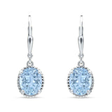 Oval Drop Dangle Leverback Earring Cubic Zirconia Solid 925 Sterling Silver