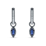 Marquise Drop Dangle Hoop Earring Cubic Zirconia 925 Sterling Silver