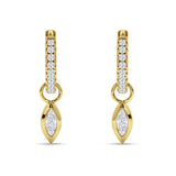 Marquise Drop Dangle Hoop Earring Cubic Zirconia 925 Sterling Silver