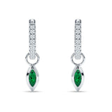 Marquise Drop Dangle Hoop Earring Cubic Zirconia 925 Sterling Silver