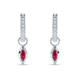 Marquise Drop Dangle Hoop Earring Cubic Zirconia 925 Sterling Silver