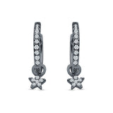 Star Cluster Charm Huggie Hoop Earring Cubic Zirconia 925 Sterling Silver