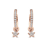 Star Cluster Charm Huggie Hoop Earring Cubic Zirconia 925 Sterling Silver