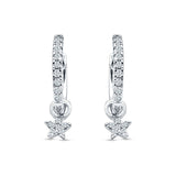 Star Cluster Charm Huggie Hoop Earring Cubic Zirconia 925 Sterling Silver