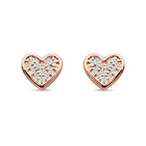 Minimalist Heart Shaped Round Cubic Zirconia Stud Earring 925 Sterling Silver