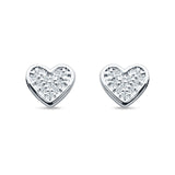 Minimalist Heart Shaped Round Cubic Zirconia Stud Earring 925 Sterling Silver