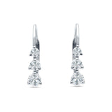 Three Round Graduated Cubic Zirconia Huggie Leverback 925 Sterling Silver