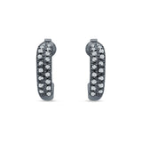 Half Hoop Stud Earring Cubic Zirconia 925 Sterling Silver