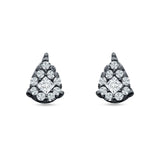 Pear Teardrop Stud Earring Round & Princess Cubic Zirconia 925 Sterling Silver