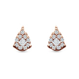 Pear Teardrop Stud Earring Round & Princess Cubic Zirconia 925 Sterling Silver