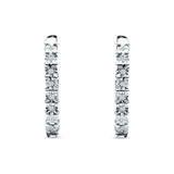 Round Engraved Flower Huggie Hoop Earring Cubic Zirconia 925 Sterling Silver