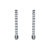 Round Cubic Zirconia Eternity Stone Huggie Hoop Earring 925 Sterling Silver