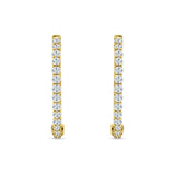 Round Cubic Zirconia Eternity Stone Huggie Hoop Earring 925 Sterling Silver