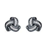 Trinity Love Knot  Baguette Stud Earring Cubic Zirconia 925 Sterling Silver