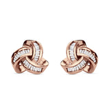 Trinity Love Knot  Baguette Stud Earring Cubic Zirconia 925 Sterling Silver