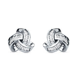 Trinity Love Knot  Baguette Stud Earring Cubic Zirconia 925 Sterling Silver