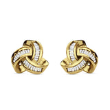 Trinity Love Knot  Baguette Stud Earring Cubic Zirconia 925 Sterling Silver