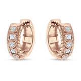 Round & Princess Cut Cubic Zirconia Huggie Hoop Earring 925 Sterling Silver