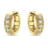 Round & Princess Cut Cubic Zirconia Huggie Hoop Earring 925 Sterling Silver