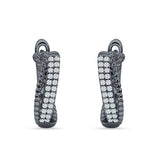 Twisted Rope 15.3mm Cubic Zirconia Huggie Hoop Earring 925 Sterling Silver