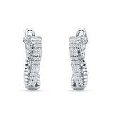 Twisted Rope 15.3mm Cubic Zirconia Huggie Hoop Earring 925 Sterling Silver