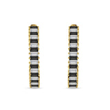 Baguette Cubic Zirconia Half Eternity Huggie Hoop Earring 925 Sterling Silver