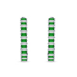 Baguette Cubic Zirconia Half Eternity Huggie Hoop Earring 925 Sterling Silver