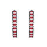 Baguette Cubic Zirconia Half Eternity Huggie Hoop Earring 925 Sterling Silver