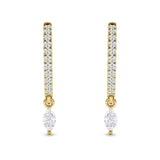 Marquise Charm Huggie Hoop Earring Cubic Zirconia 925 Sterling Silver