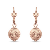 Round Diamond Cut Dangling Ball Leverback Earrings 925 Sterling Silver