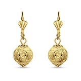 Round Diamond Cut Dangling Ball Leverback Earrings 925 Sterling Silver