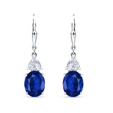 Oval Drop Dangle Triangular Cubic Zirconia Leverback Earring 925 Sterling Silver