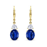 Oval Drop Dangle Triangular Cubic Zirconia Leverback Earring 925 Sterling Silver