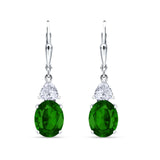 Oval Drop Dangle Triangular Cubic Zirconia Leverback Earring 925 Sterling Silver