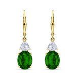 Oval Drop Dangle Triangular Cubic Zirconia Leverback Earring 925 Sterling Silver