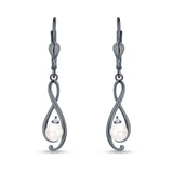 Music Note Infinity Style Leverback Earring Cubic Zirconia 925 Sterling Silver