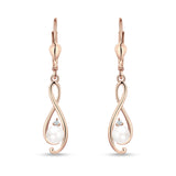Music Note Infinity Style Leverback Earring Cubic Zirconia 925 Sterling Silver
