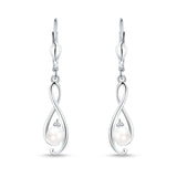 Music Note Infinity Style Leverback Earring Cubic Zirconia 925 Sterling Silver