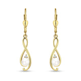 Music Note Infinity Style Leverback Earring Cubic Zirconia 925 Sterling Silver