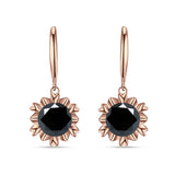 Round Cubic Zirconia Flower Heart Designer Fishhook Earring 925 Sterling Silver