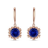 Round Cubic Zirconia Flower Heart Designer Fishhook Earring 925 Sterling Silver