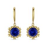 Round Cubic Zirconia Flower Heart Designer Fishhook Earring 925 Sterling Silver