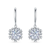 Round Cubic Zirconia Flower Heart Designer Fishhook Earring 925 Sterling Silver