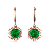 Round Cubic Zirconia Flower Heart Designer Fishhook Earring 925 Sterling Silver